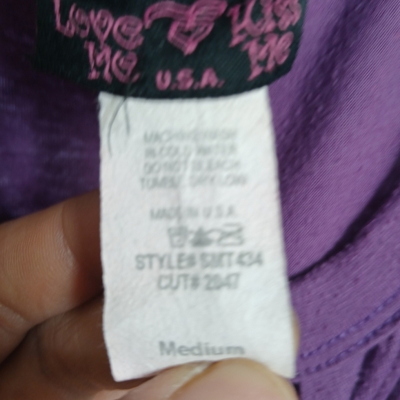 (#330) Woman's Love Me Kiss Me Purple Wrap Over Front Top Size Small - Picture 7 of 16